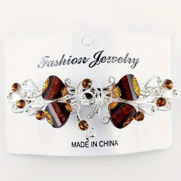 LARGE FILIGREE BARRETE in Brown Shades - Picture 1 of 4